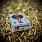 Side view of Hornady Match .308 Win 168gr ELD Match box for precision target shooting.