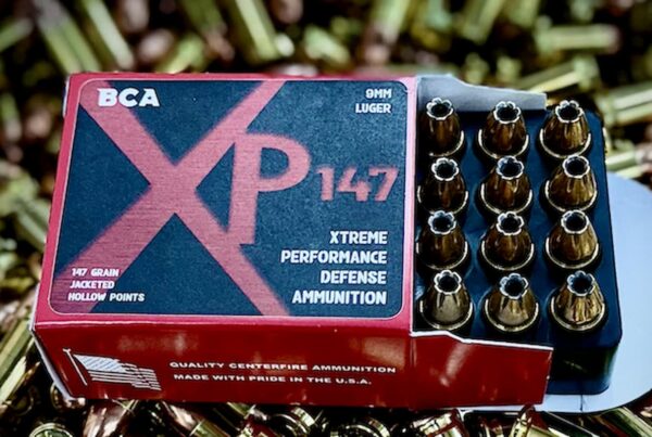 A box of 9mm Luger 147gr JHP bullets, as a visual reference of the different types of hollow point bullets.