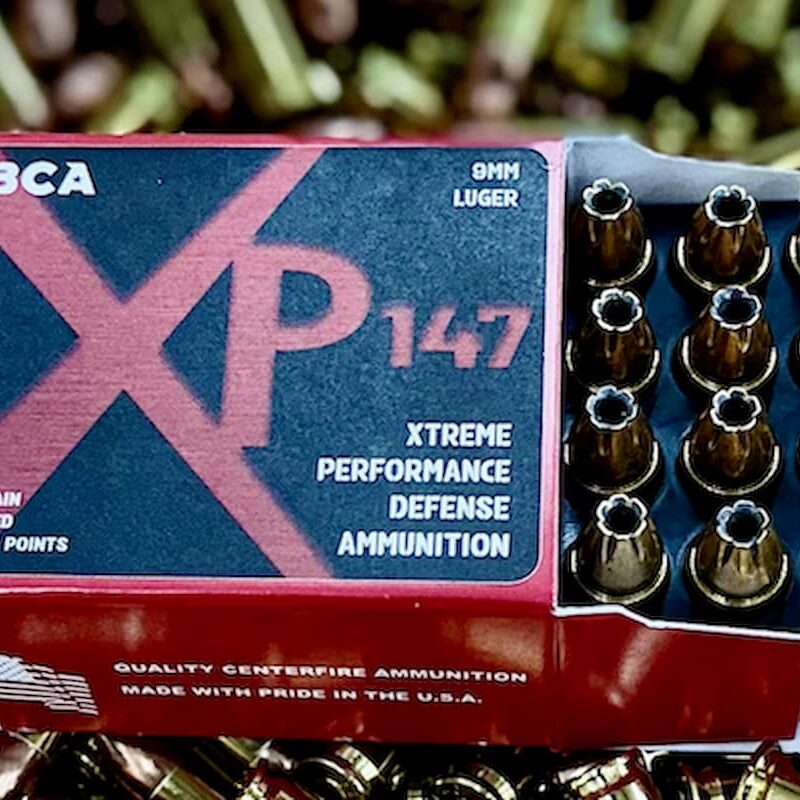 A box of 9mm Luger 147gr JHP bullets, as a visual reference of the different types of hollow point bullets.